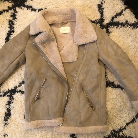 zara fake fur shearling leather biker jacket - Picture 3 of 3